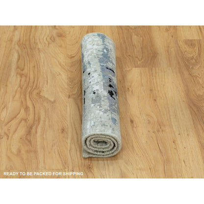 Modern and Contemporary Wool & Silk Hand Knotted Rug Grey No Border 2.0X2.10 -O058504