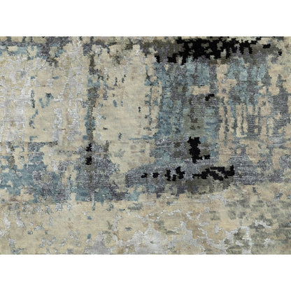 Modern and Contemporary Wool & Silk Hand Knotted Rug Grey No Border 6.0X6.0 -O058509