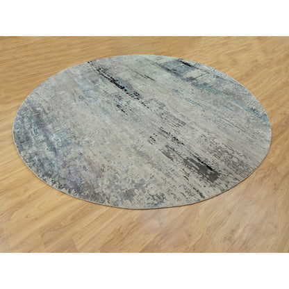 Modern and Contemporary Wool & Silk Hand Knotted Rug Grey No Border 12.0X12.0 -O058515