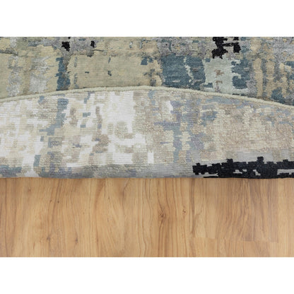 Modern and Contemporary Wool & Silk Hand Knotted Rug Grey No Border 12.0X12.0 -O058515
