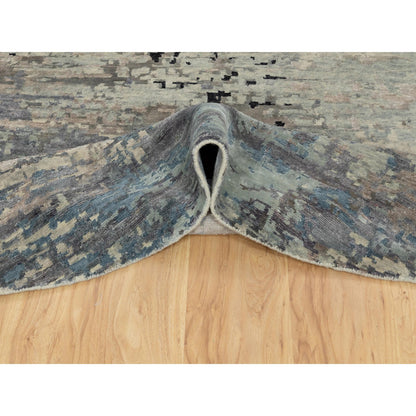 Modern and Contemporary Wool & Silk Hand Knotted Rug Grey No Border 12.0X12.0 -O058515