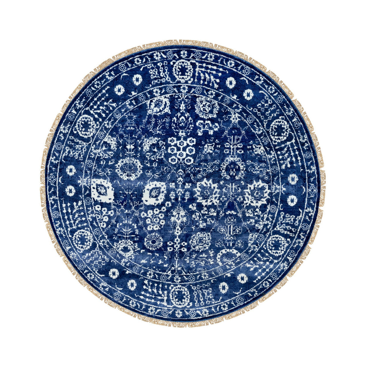 Transitional Wool & Silk Hand Knotted Rug Blue Eclipse 6.2X6.2 -O058533