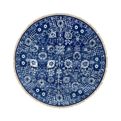 Transitional Wool & Silk Hand Knotted Rug Blue Eclipse 6.2X6.2 -O058533