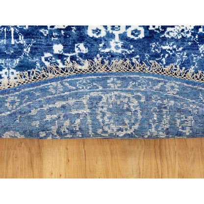 Transitional Wool & Silk Hand Knotted Rug Blue Eclipse 6.2X6.2 -O058533