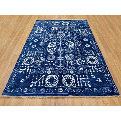Transitional Wool & Silk Hand Knotted Rug Blue Dress Blue 6.2X9.0 -O058535