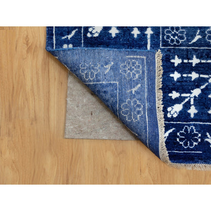 Transitional Wool & Silk Hand Knotted Rug Blue Dress Blue 6.2X9.0 -O058535
