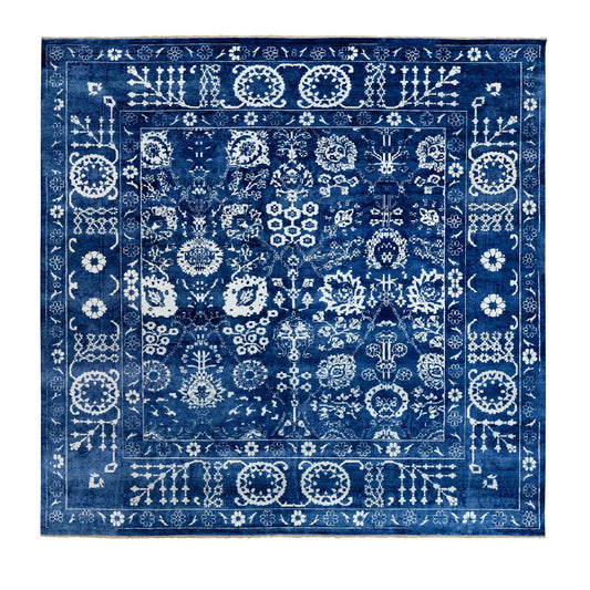 Transitional Wool & Silk Hand Knotted Rug Blue Eclipse 12.2X12.2 -O058546