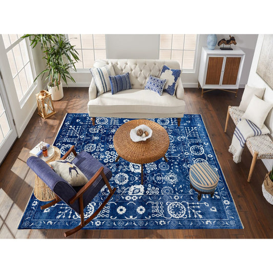 Transitional Wool & Silk Hand Knotted Rug Blue Eclipse 12.2X12.2 -O058546