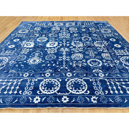Transitional Wool & Silk Hand Knotted Rug Blue Eclipse 12.2X12.2 -O058546