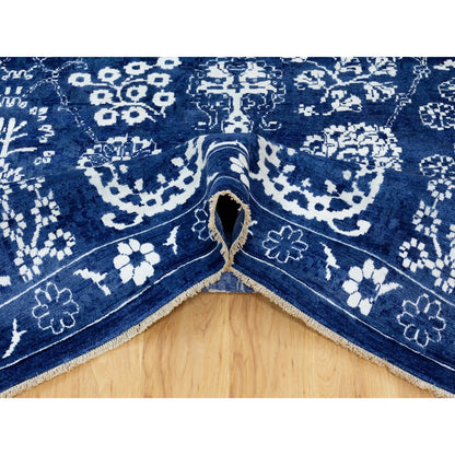 Transitional Wool & Silk Hand Knotted Rug Blue Eclipse 12.2X12.2 -O058546