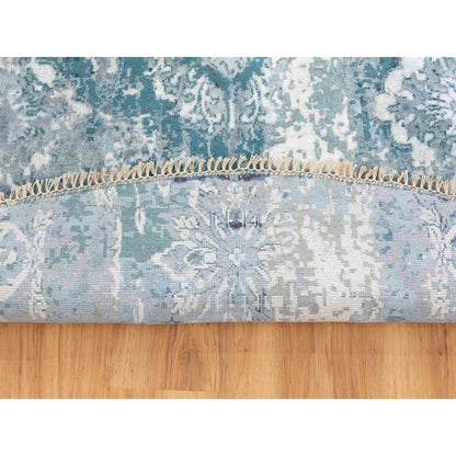 Transitional Wool & Silk Hand Knotted Rug Blue No Border 8.8X8.8 -O058549