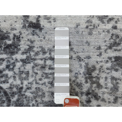 Transitional Wool & Pure Silk Hand Knotted Rug Grey No Border 4.1X6.0 -O058553