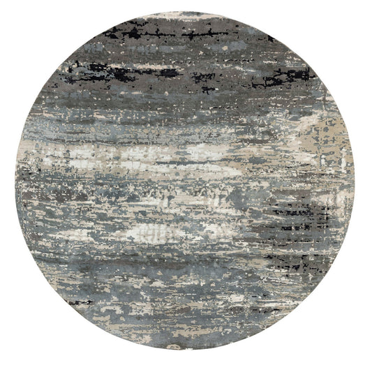 Modern and Contemporary Wool & Silk Hand Knotted Rug Grey No Border 10.0X10.0 -O058559