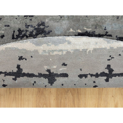 Modern and Contemporary Wool & Silk Hand Knotted Rug Grey No Border 10.0X10.0 -O058559