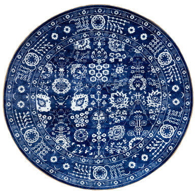 Transitional Wool & Silk Hand Knotted Rug Blue Eclipse 14.0X14.0 -O058562