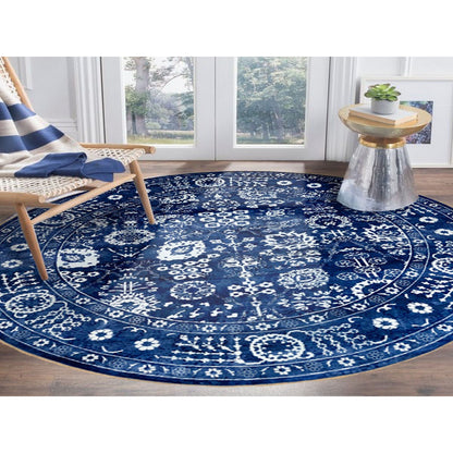 Transitional Wool & Silk Hand Knotted Rug Blue Eclipse 14.0X14.0 -O058562