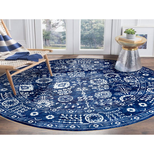Transitional Wool & Silk Hand Knotted Rug Blue Eclipse 14.0X14.0 -O058562