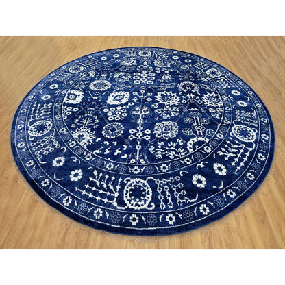 Transitional Wool & Silk Hand Knotted Rug Blue Eclipse 14.0X14.0 -O058562