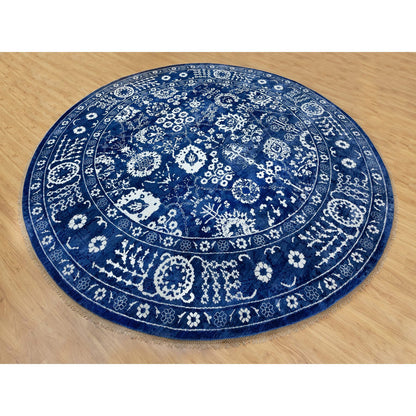 Transitional Wool & Silk Hand Knotted Rug Blue Eclipse 14.0X14.0 -O058562