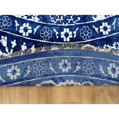 Transitional Wool & Silk Hand Knotted Rug Blue Eclipse 14.0X14.0 -O058562