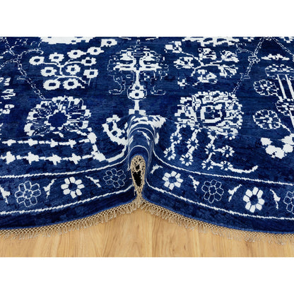 Transitional Wool & Silk Hand Knotted Rug Blue Eclipse 14.0X14.0 -O058562