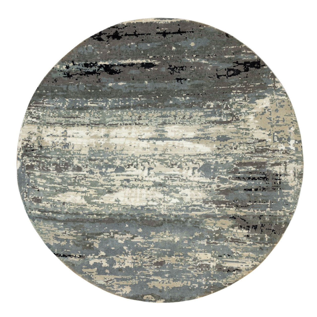 Modern and Contemporary Wool & Silk Hand Knotted Rug Grey No Border 8.3X8.3 -O058564