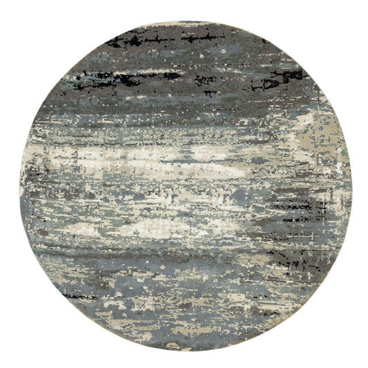 Modern and Contemporary Wool & Silk Hand Knotted Rug Grey No Border 8.3X8.3 -O058564
