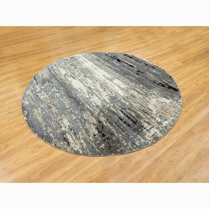 Modern and Contemporary Wool & Silk Hand Knotted Rug Grey No Border 8.3X8.3 -O058564