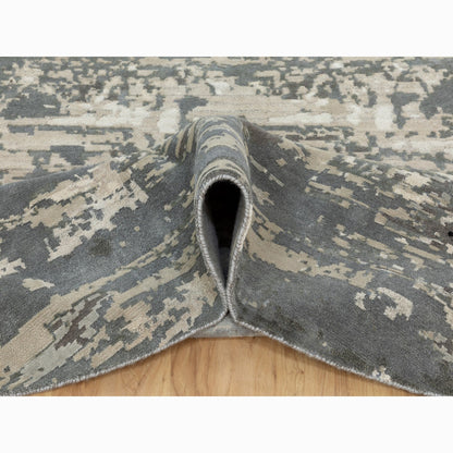 Modern and Contemporary Wool & Silk Hand Knotted Rug Grey No Border 8.3X8.3 -O058564