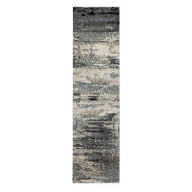 Modern and Contemporary Wool & Silk Hand Knotted Rug Grey No Border 2.8X10.3 -O058566