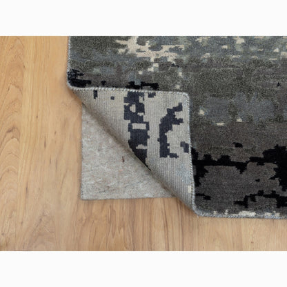 Modern and Contemporary Wool & Silk Hand Knotted Rug Grey No Border 2.8X10.3 -O058566