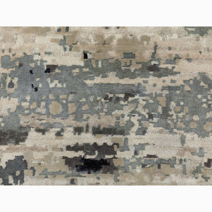 Modern and Contemporary Wool & Silk Hand Knotted Rug Grey No Border 2.8X10.3 -O058566