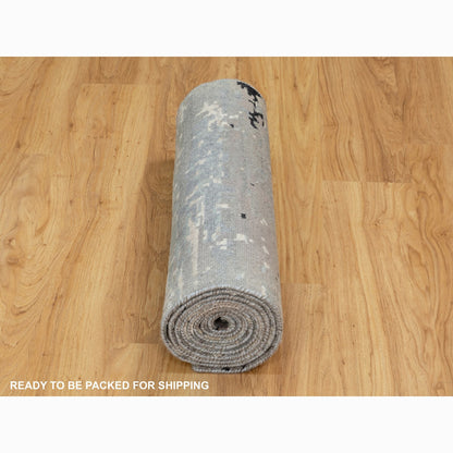 Modern and Contemporary Wool & Silk Hand Knotted Rug Grey No Border 2.8X10.3 -O058566