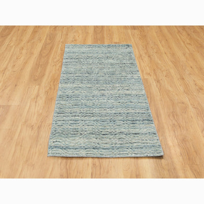 Modern and Contemporary Wool Hand Loomed Rug Green No Border 2.6X6.0 -O058576