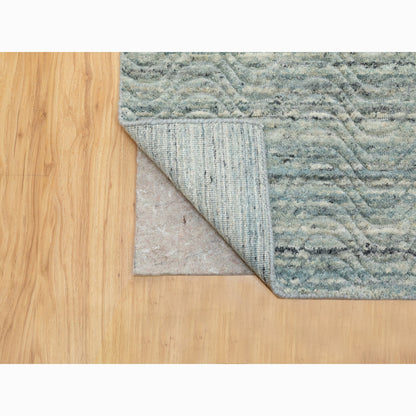 Modern and Contemporary Wool Hand Loomed Rug Green No Border 2.6X6.0 -O058576