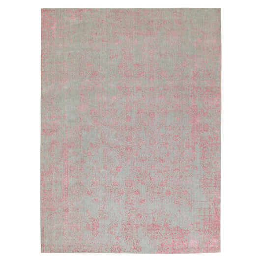 Hand-Loomed Wool & Art Silk Hand Loomed Rug Pink No Border 10.0X14.1 -O058581