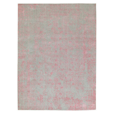 Hand-Loomed Wool & Art Silk Hand Loomed Rug Pink No Border 10.0X14.1 -O058581