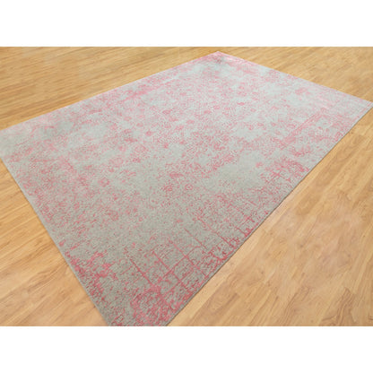 Hand-Loomed Wool & Art Silk Hand Loomed Rug Pink No Border 10.0X14.1 -O058581