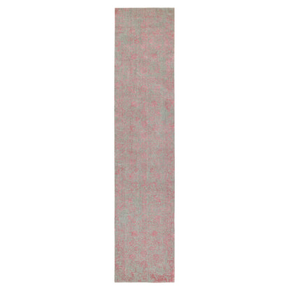 Hand-Loomed Wool & Art Silk Hand Loomed Rug Pink No Border 2.6X11.10 -O058583