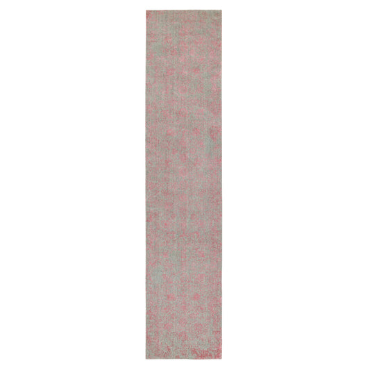 Hand-Loomed Wool & Art Silk Hand Loomed Rug Pink No Border 2.6X11.10 -O058583