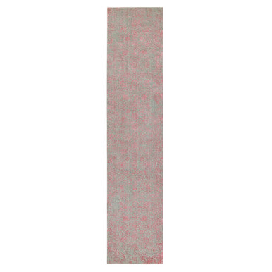 Hand-Loomed Wool & Art Silk Hand Loomed Rug Pink No Border 2.6X11.10 -O058583