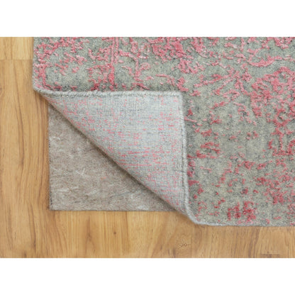 Hand-Loomed Wool & Art Silk Hand Loomed Rug Pink No Border 2.6X11.10 -O058583