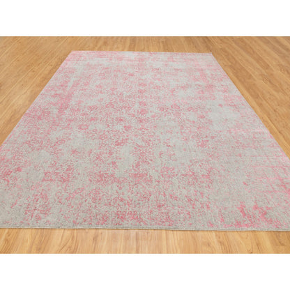 Hand-Loomed Wool & Art Silk Hand Loomed Rug Pink No Border 9.0X12.0 -O058589