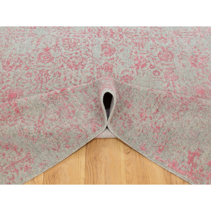 Hand-Loomed Wool & Art Silk Hand Loomed Rug Pink No Border 9.0X12.0 -O058589