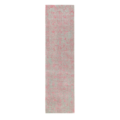 Hand-Loomed Wool & Art Silk Hand Loomed Rug Pink No Border 2.6X9.10 -O058598