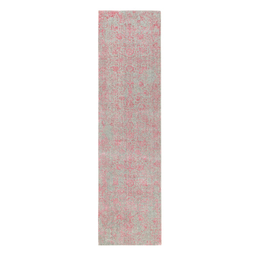 Hand-Loomed Wool & Art Silk Hand Loomed Rug Pink No Border 2.6X9.10 -O058598