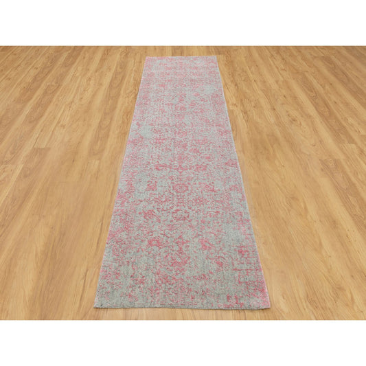 Hand-Loomed Wool & Art Silk Hand Loomed Rug Pink No Border 2.6X9.10 -O058598