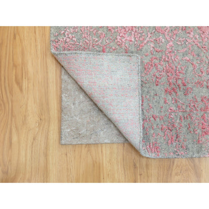 Hand-Loomed Wool & Art Silk Hand Loomed Rug Pink No Border 2.6X9.10 -O058598