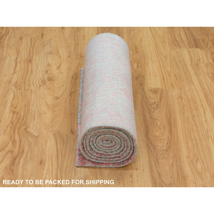 Hand-Loomed Wool & Art Silk Hand Loomed Rug Pink No Border 2.6X9.10 -O058598