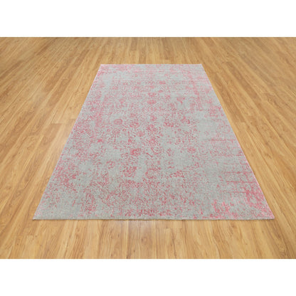Hand-Loomed Wool & Art Silk Hand Loomed Rug Pink No Border 6.0X9.0 -O058599
